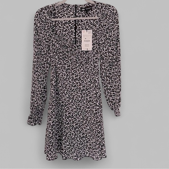 ZARA-Animal Print dress-size Small-black/white-NWT-Retail $50 - Picture 2 of 12
